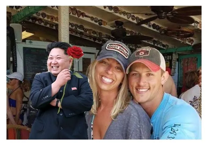 Couple Asks Internet To Photoshop Out Shirtless Guy From Engagement Photo, Regrets It Immediately