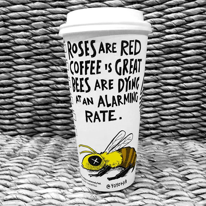 I Got Bored By Blank Coffee Cups, So I Started Drawing Comics On Them