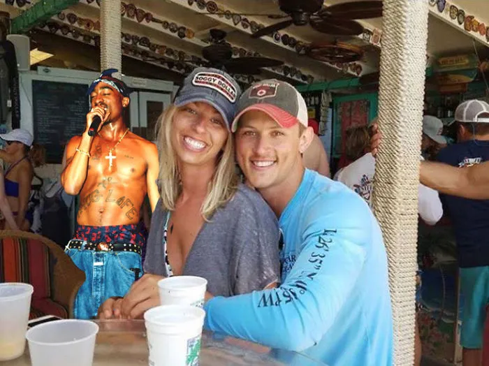 Couple Asks Internet To Photoshop Out Shirtless Guy From Engagement Photo, Regrets It Immediately