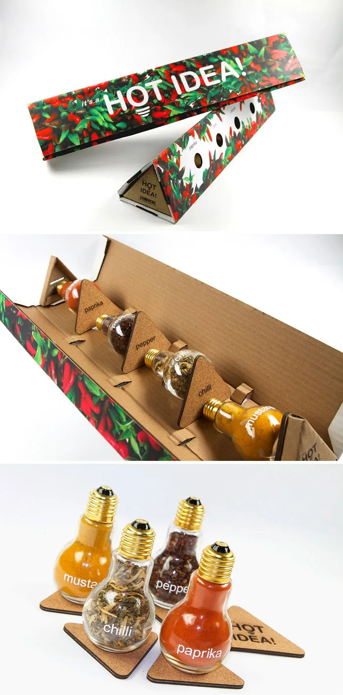 Especias en bombillas con posavasos