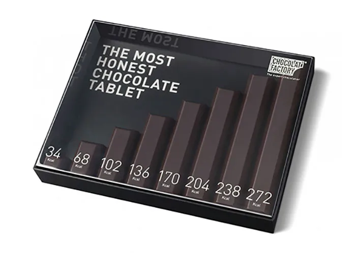 Chocolate honesto con las calorías que contiene