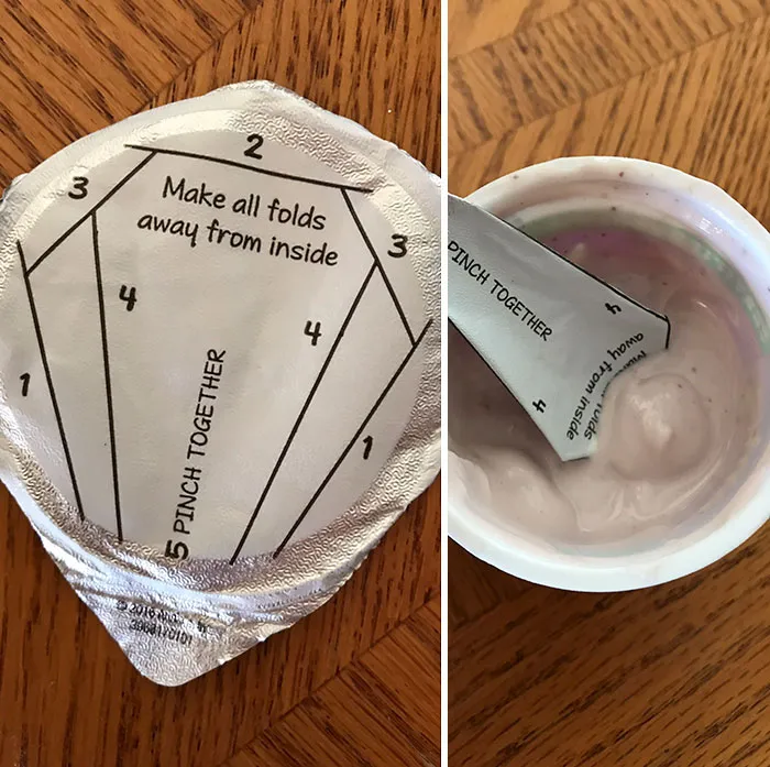 La tapa de este yogur se puede doblar para usarla como cuchara