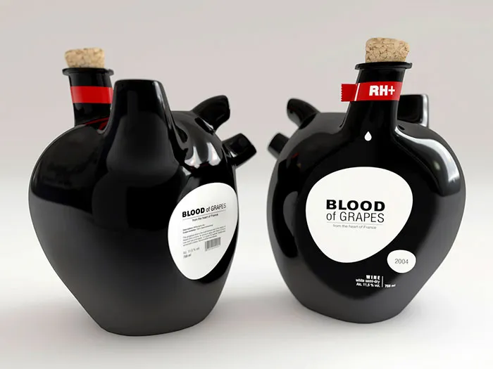 Botellas de vino como si fuera sangre