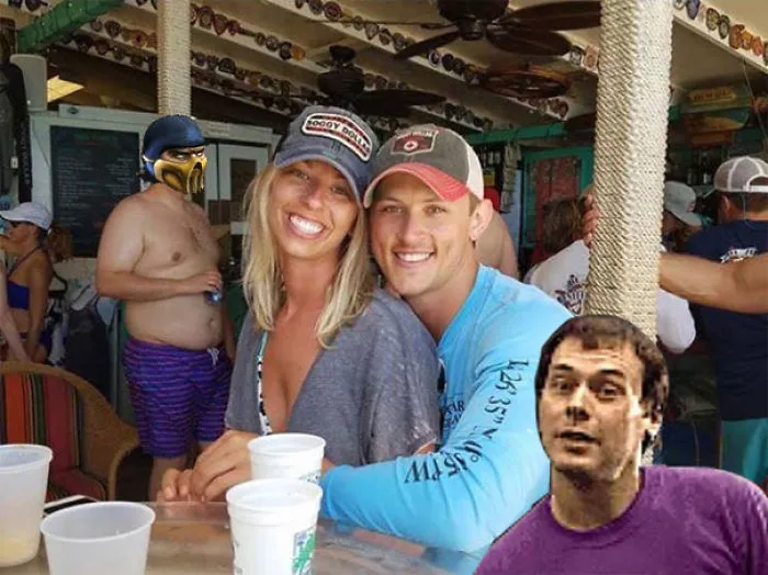 Couple Asks Internet To Photoshop Out Shirtless Guy From Engagement Photo, Regrets It Immediately