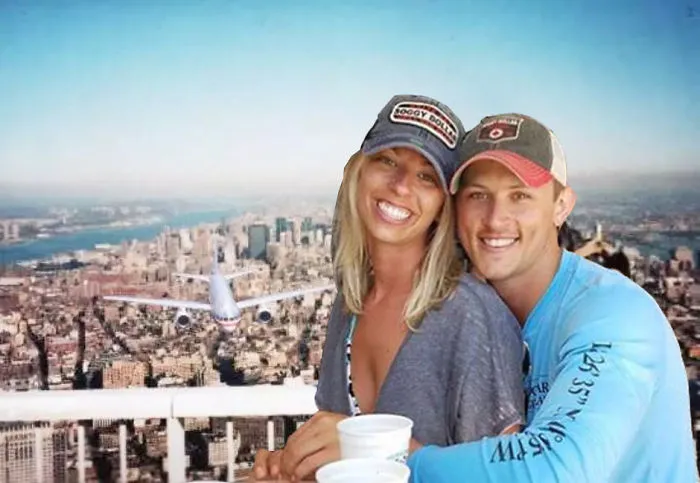 Couple Asks Internet To Photoshop Out Shirtless Guy From Engagement Photo, Regrets It Immediately
