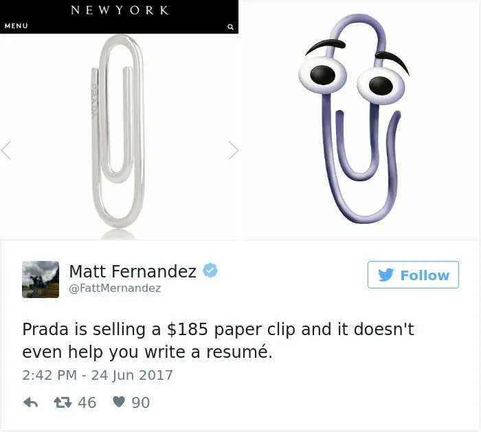 Here's How The Internet Reacted To Prada Releasing A Paperclip For $185 (10+ Pics)