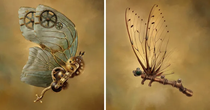 This Digital Artist Creates Ethereal Images Of Steampunk Butterflies And Dragonflies