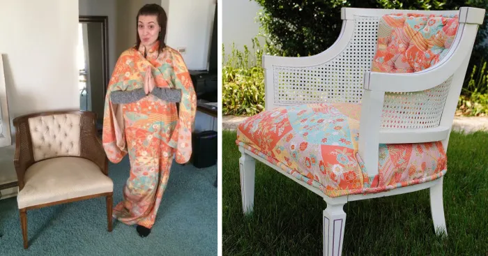 I Covered Cane Back Chair In My Japanese Kimono