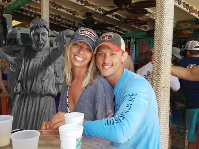 Couple Asks Internet To Photoshop Out Shirtless Guy From Engagement Photo, Regrets It Immediately