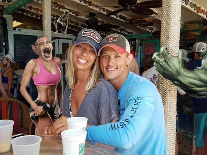Couple Asks Internet To Photoshop Out Shirtless Guy From Engagement Photo, Regrets It Immediately