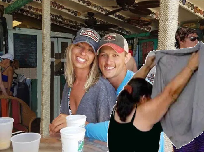 Couple Asks Internet To Photoshop Out Shirtless Guy From Engagement Photo, Regrets It Immediately