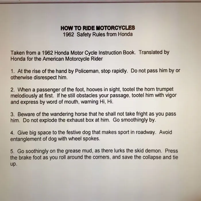 1962 Honda Riding Instructions