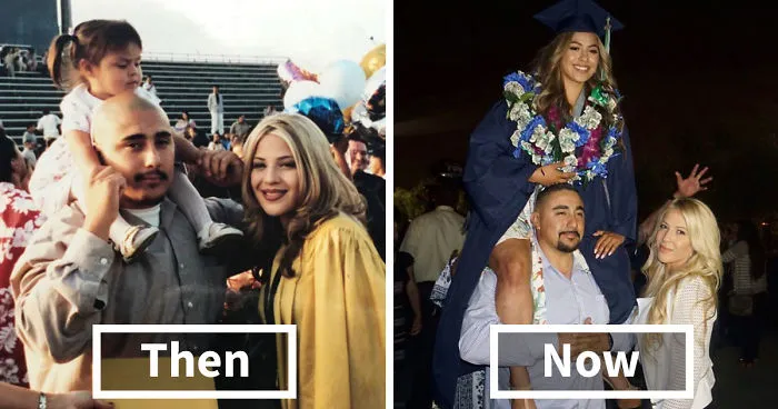 18-Year-Old Recreates Mother's High School Graduation Pic And Everyone Thinks Her Parents Don't Age
