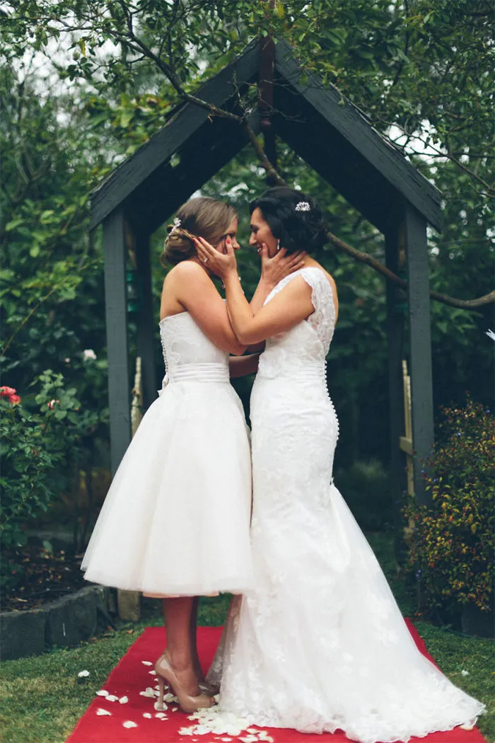 Two women looking at each other 
