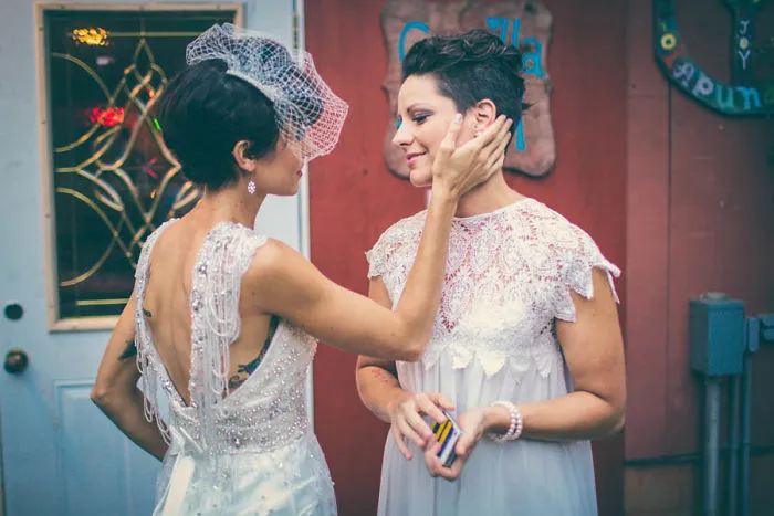 Two women looking at each other 