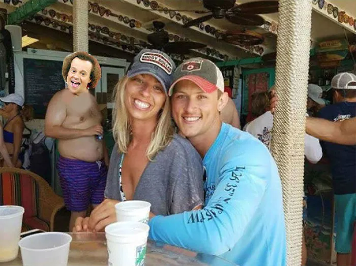 Couple Asks Internet To Photoshop Out Shirtless Guy From Engagement Photo, Regrets It Immediately