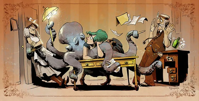 Disney Illustrator Imagines A Life With A Pet Octopus, And It's Just Too Adorable (79 Pics)