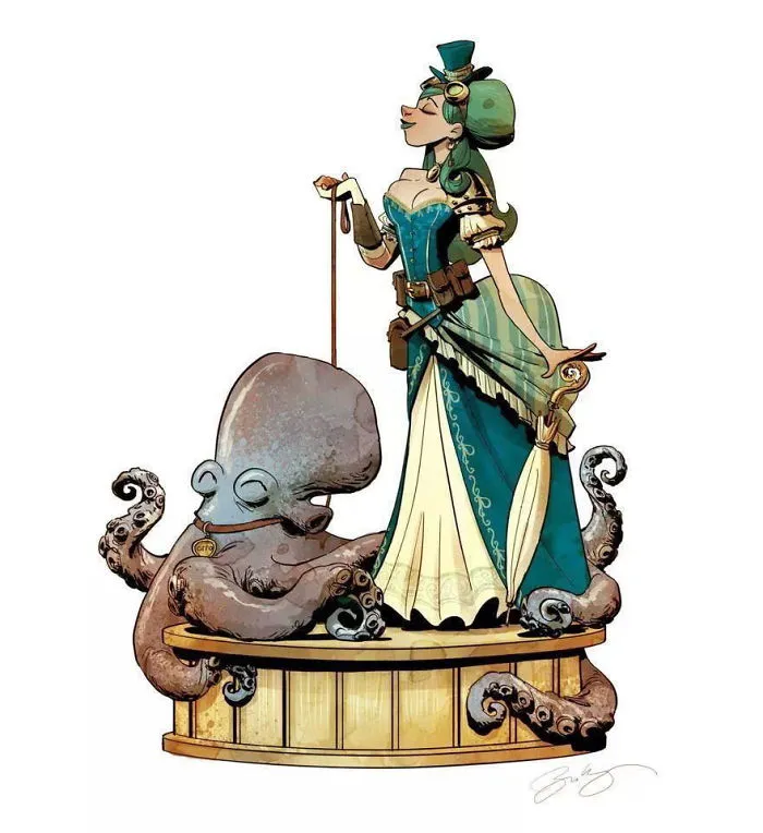 Un ilustrador de Disney imagina a una vida con una mascota pulpo y es tan adorable (+10 imágenes)