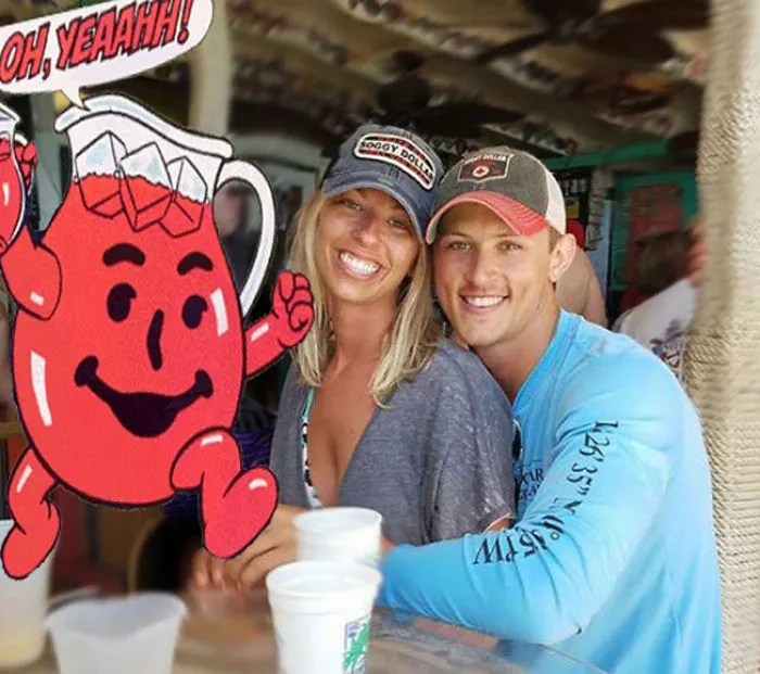 Couple Asks Internet To Photoshop Out Shirtless Guy From Engagement Photo, Regrets It Immediately