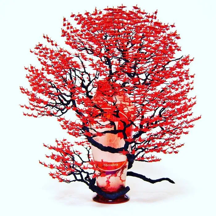 1000s Of Miniature Origami Cranes Turned Into Incredible Bonsai Trees By Naoki Onogawa