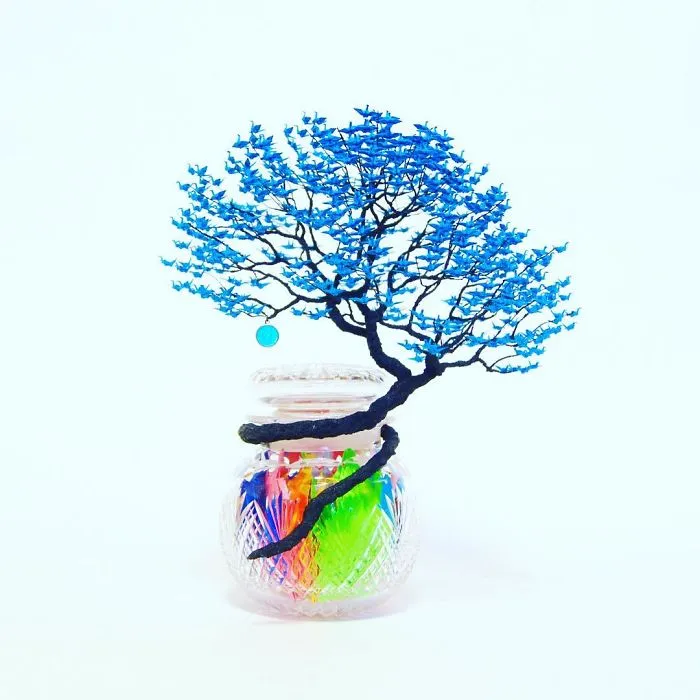 1000s Of Miniature Origami Cranes Turned Into Incredible Bonsai Trees By Naoki Onogawa