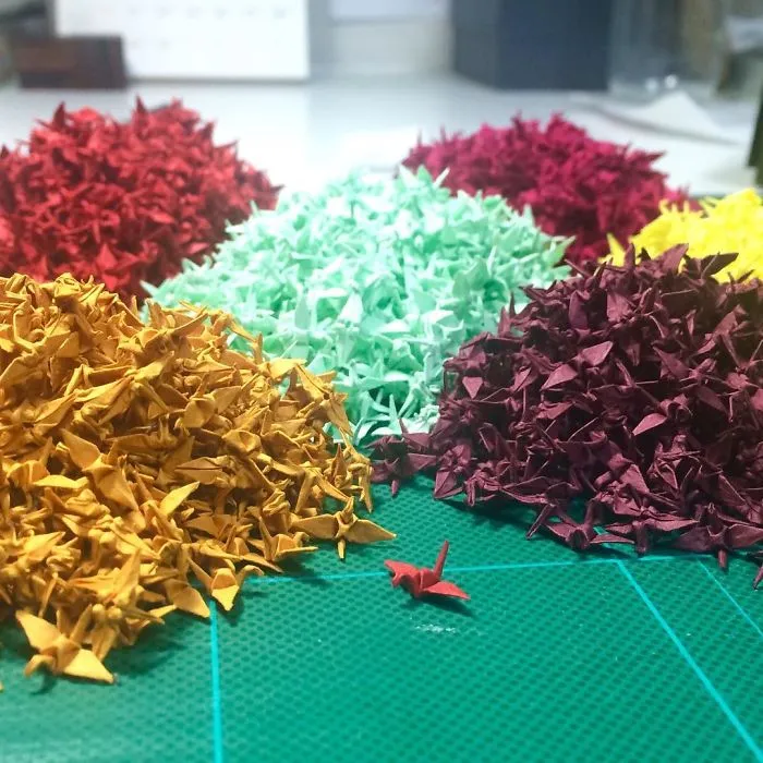1000s Of Miniature Origami Cranes Turned Into Incredible Bonsai Trees By Naoki Onogawa