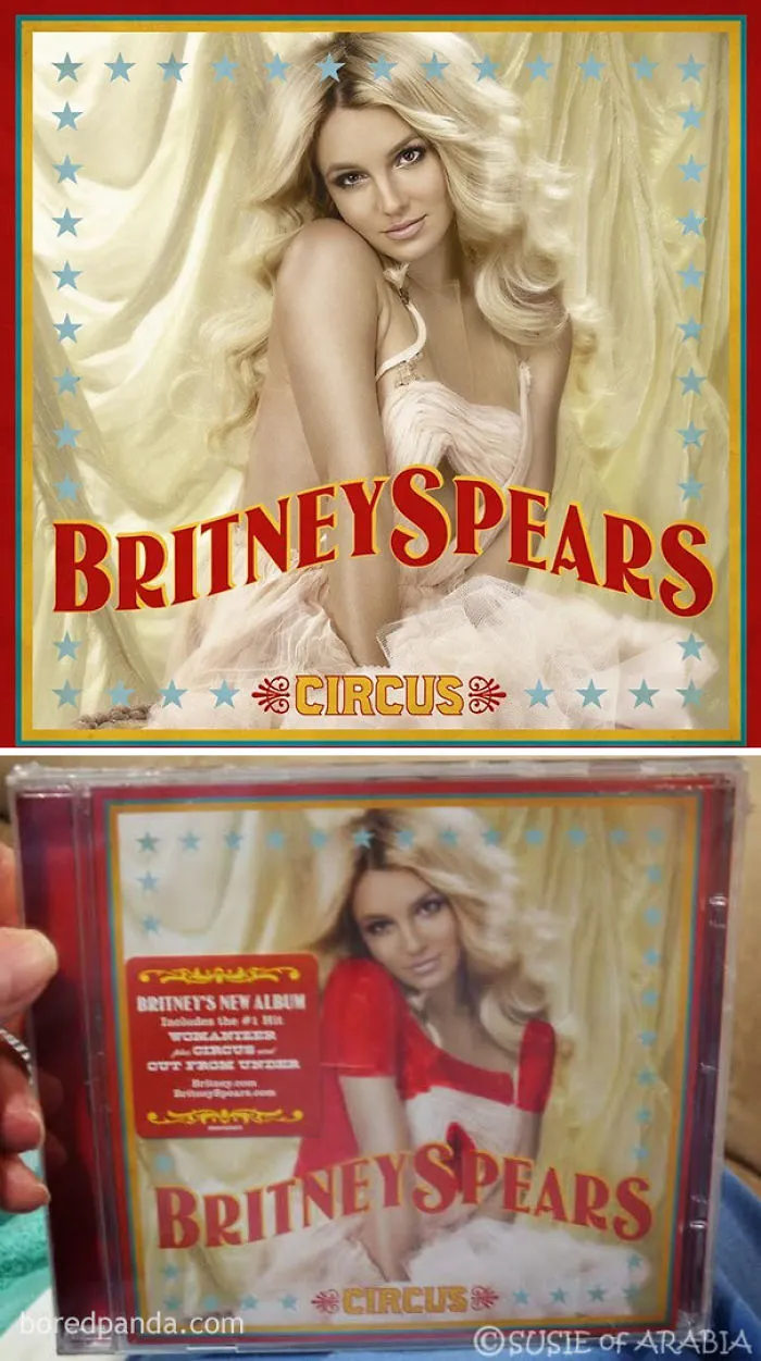 Comparison of album covers highlighting differences in the West vs. Middle-East designs.