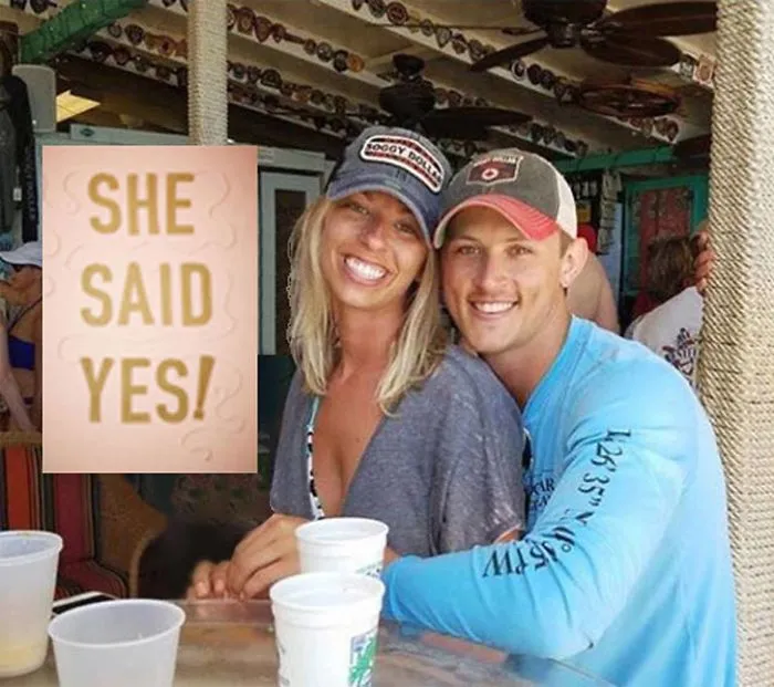 Couple Asks Internet To Photoshop Out Shirtless Guy From Engagement Photo, Regrets It Immediately