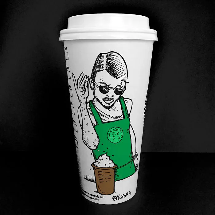 I Got Bored By Blank Coffee Cups, So I Started Drawing Comics On Them