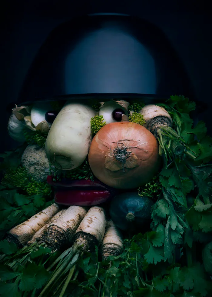 I Use Fruits And Vegetables To Create Realistic Looking Portraits