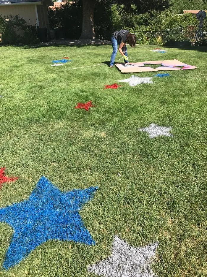 My Crazy Aunt Is Spraying Stars In The Backyard For The Family Bbq On The 4th.