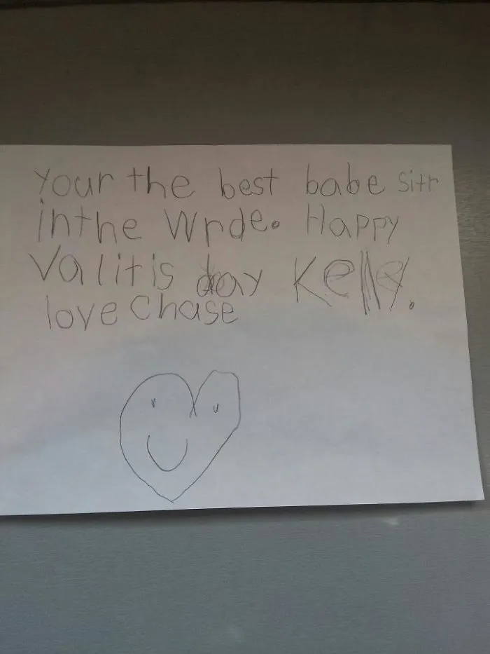 I Don't Have A Valentine This Year, Been Pretty Heartbroken. The Little Boy I Watch Made Up For It By Giving Me This