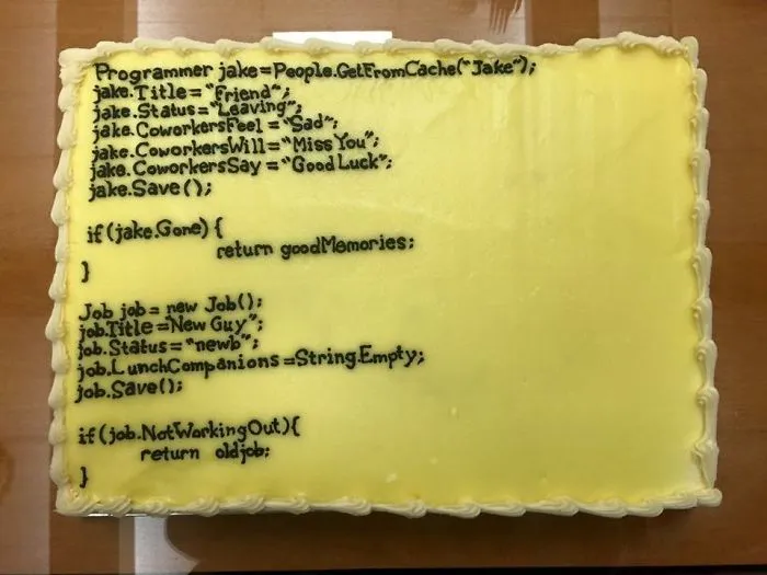 Jake Is Leaving For A New Job, We Tried To Get Creative With The Cake