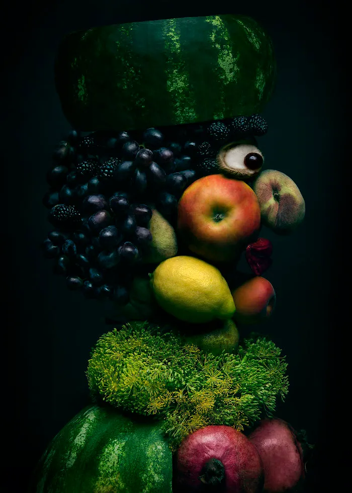I Use Fruits And Vegetables To Create Realistic Looking Portraits