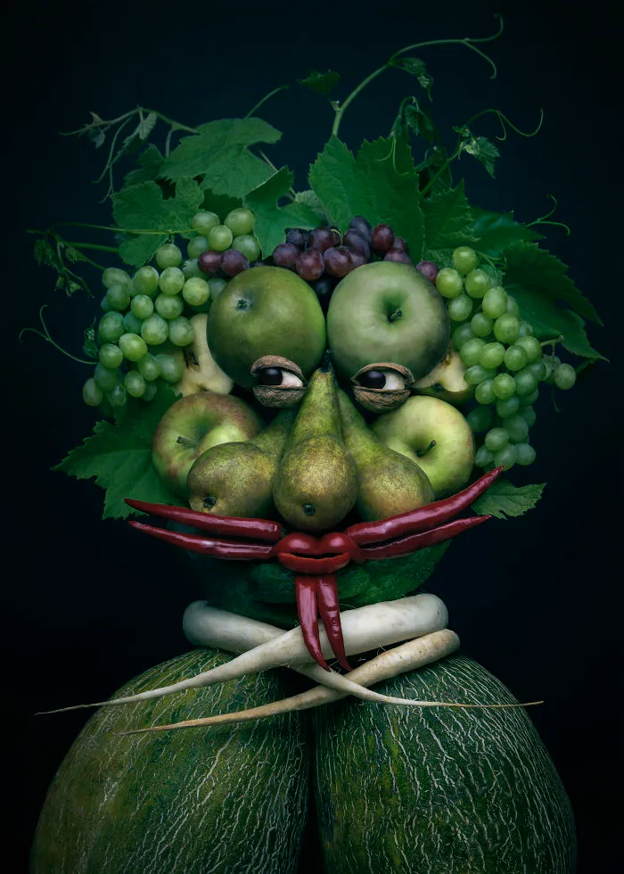 I Use Fruits And Vegetables To Create Realistic Looking Portraits