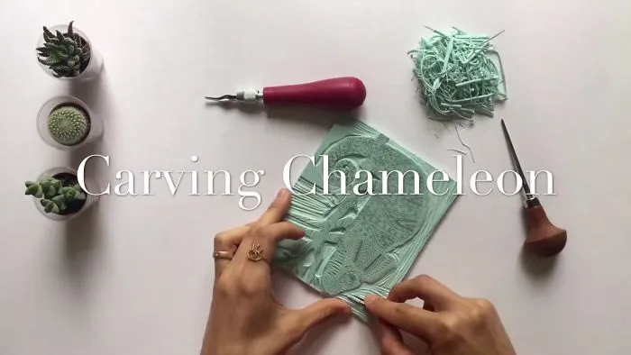 I'm Carving And Printing "Chameleon And The Fly"
