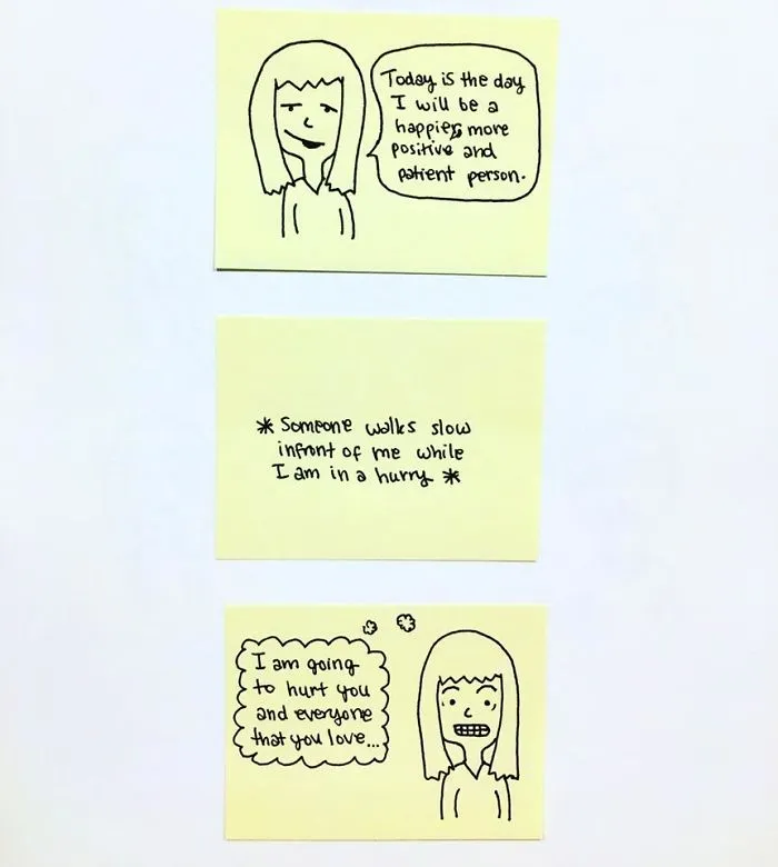 Turning Post-It Notes Into Fun Comics, Scribbling Down Annoying And Awkward Social Situations