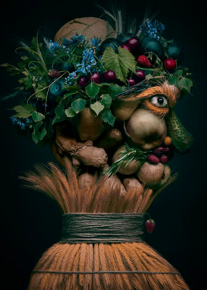 I Use Fruits And Vegetables To Create Realistic Looking Portraits