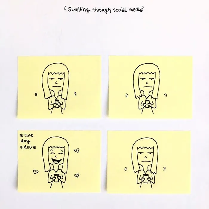 Turning Post-It Notes Into Fun Comics, Scribbling Down Annoying And Awkward Social Situations