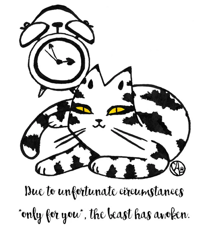 My Girlfriend Illustrates Our Life With 3 Cats And A Dog