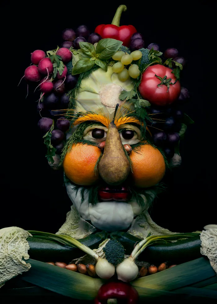 I Use Fruits And Vegetables To Create Realistic Looking Portraits