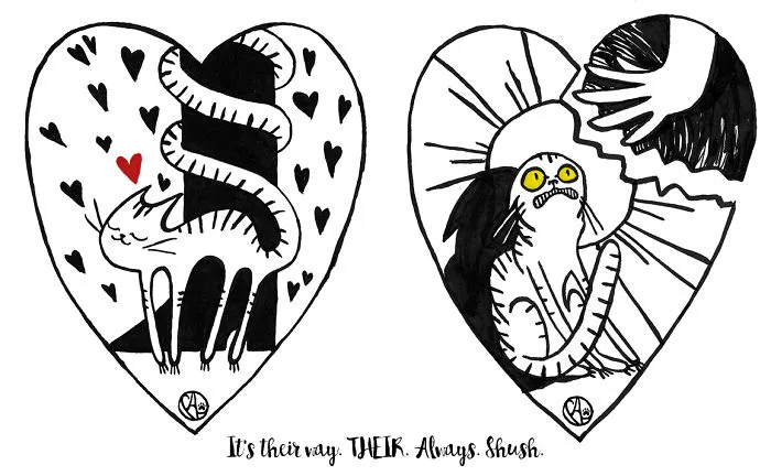 My Girlfriend Illustrates Our Life With 3 Cats And A Dog