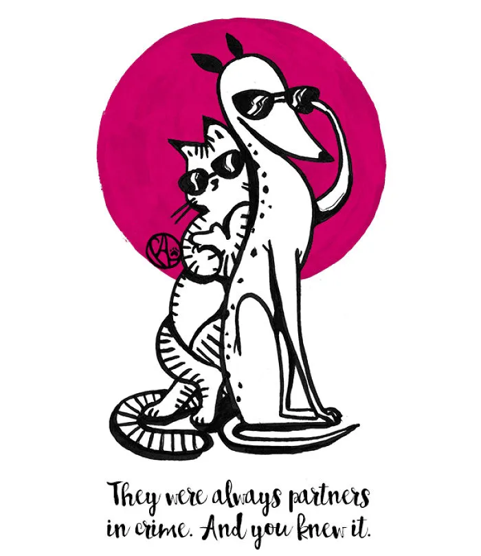 My Girlfriend Illustrates Our Life With 3 Cats And A Dog