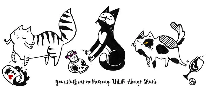 My Girlfriend Illustrates Our Life With 3 Cats And A Dog