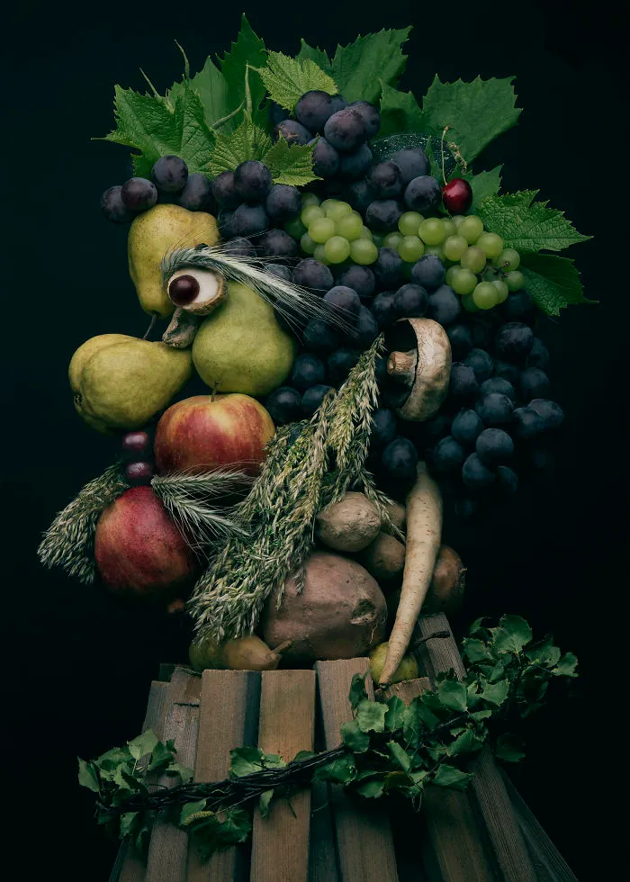 I Use Fruits And Vegetables To Create Realistic Looking Portraits