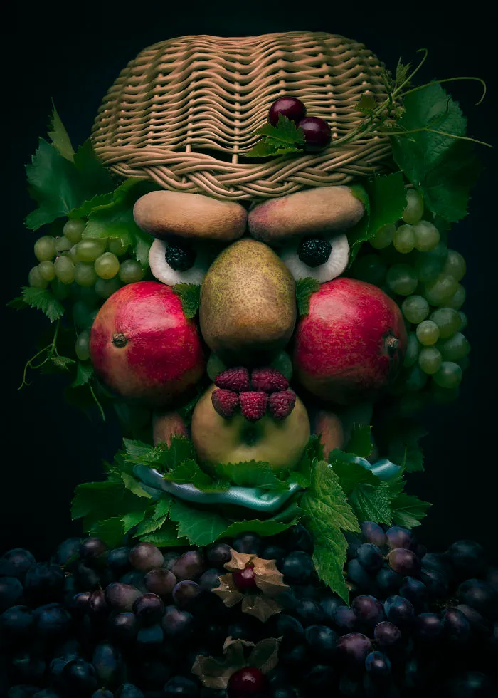 I Use Fruits And Vegetables To Create Realistic Looking Portraits