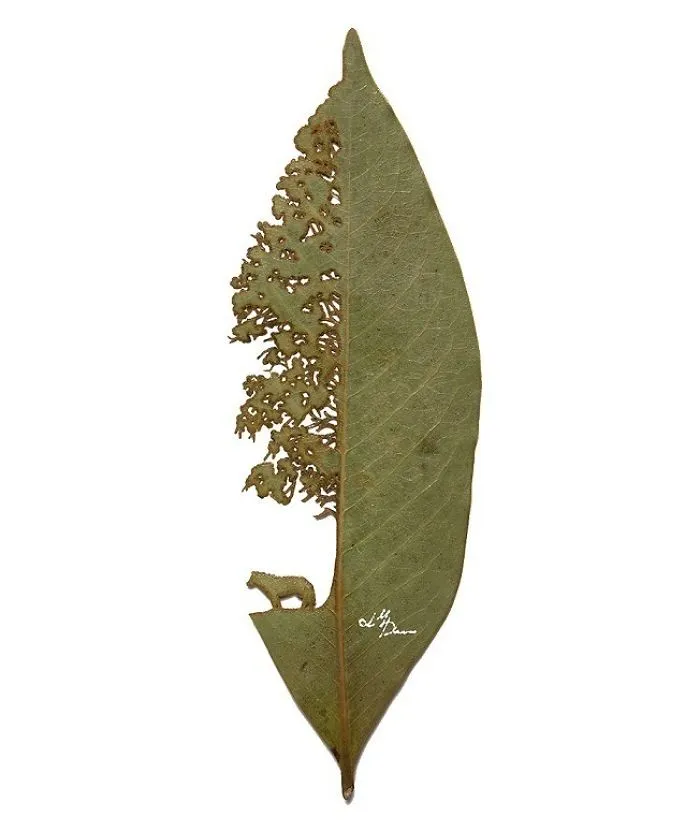 A Caterpillar Having Lunch Inspired Me To Start Creating Leaf Cutting Art