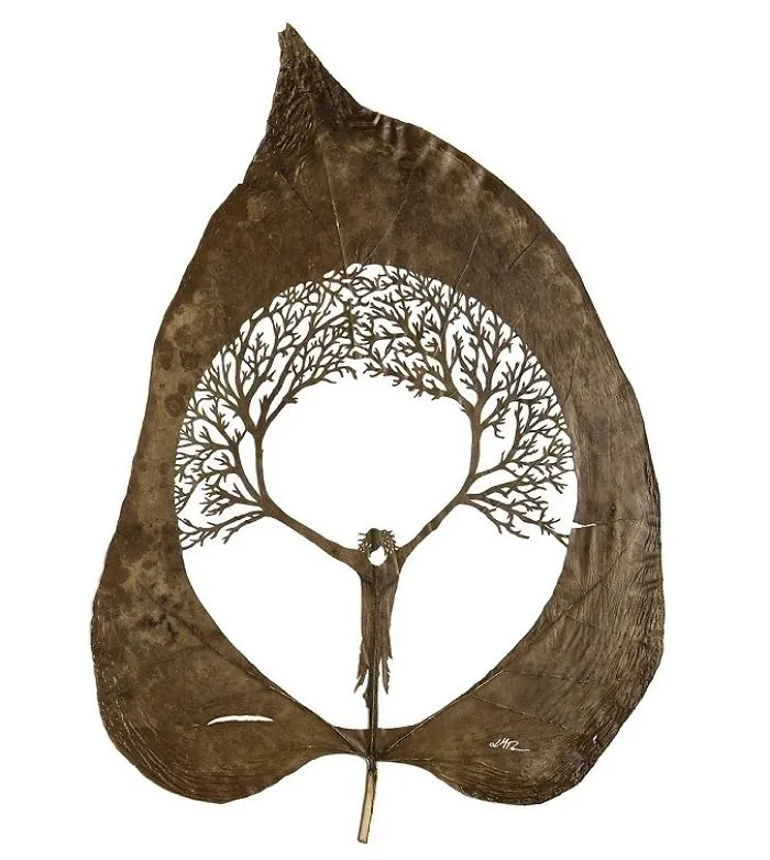 A Caterpillar Having Lunch Inspired Me To Start Creating Leaf Cutting Art