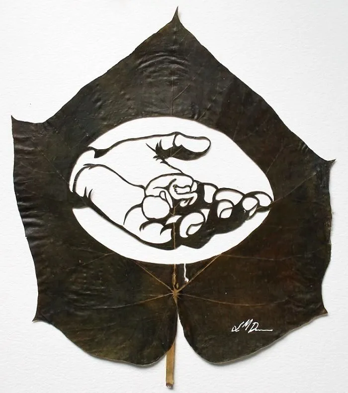 A Caterpillar Having Lunch Inspired Me To Start Creating Leaf Cutting Art