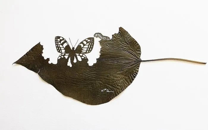 A Caterpillar Having Lunch Inspired Me To Start Creating Leaf Cutting Art